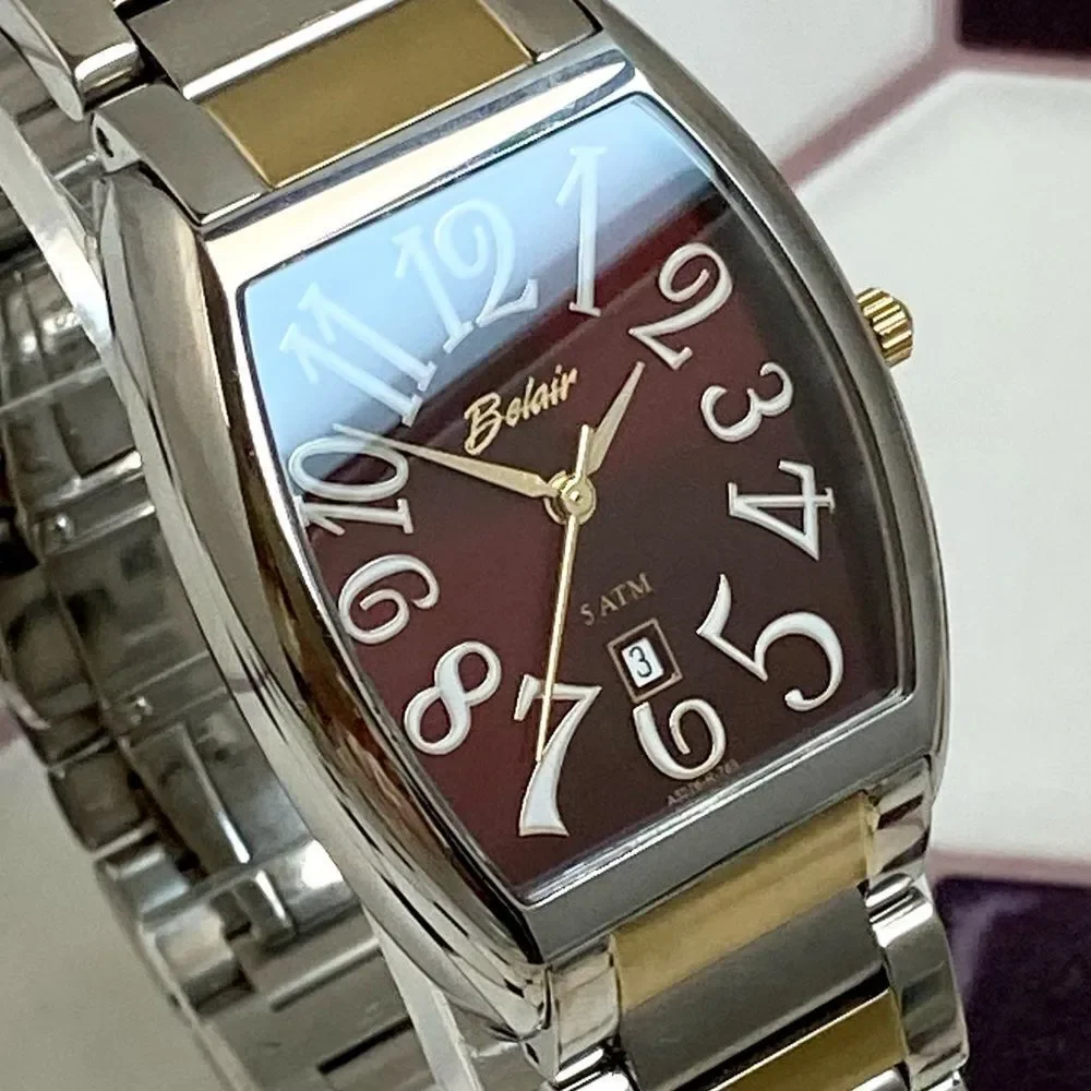Belair Two-Tone Stainless Steel Tonneau Case Men’s Unisex Dress Watch